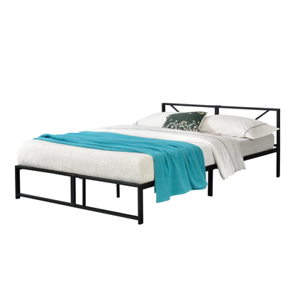 In And OutdoorMatch Metalen bed Dayna - Bedframe - Met bedbodem - Zwart - 140x200 - Staal - Modern design Bedframe