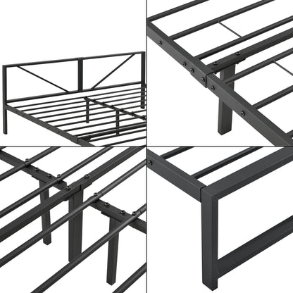 In And OutdoorMatch Metalen bed Mathias - Bedframe - Met bedbodem - Zwart - 180x200 - Staal - Modern design Bedframe