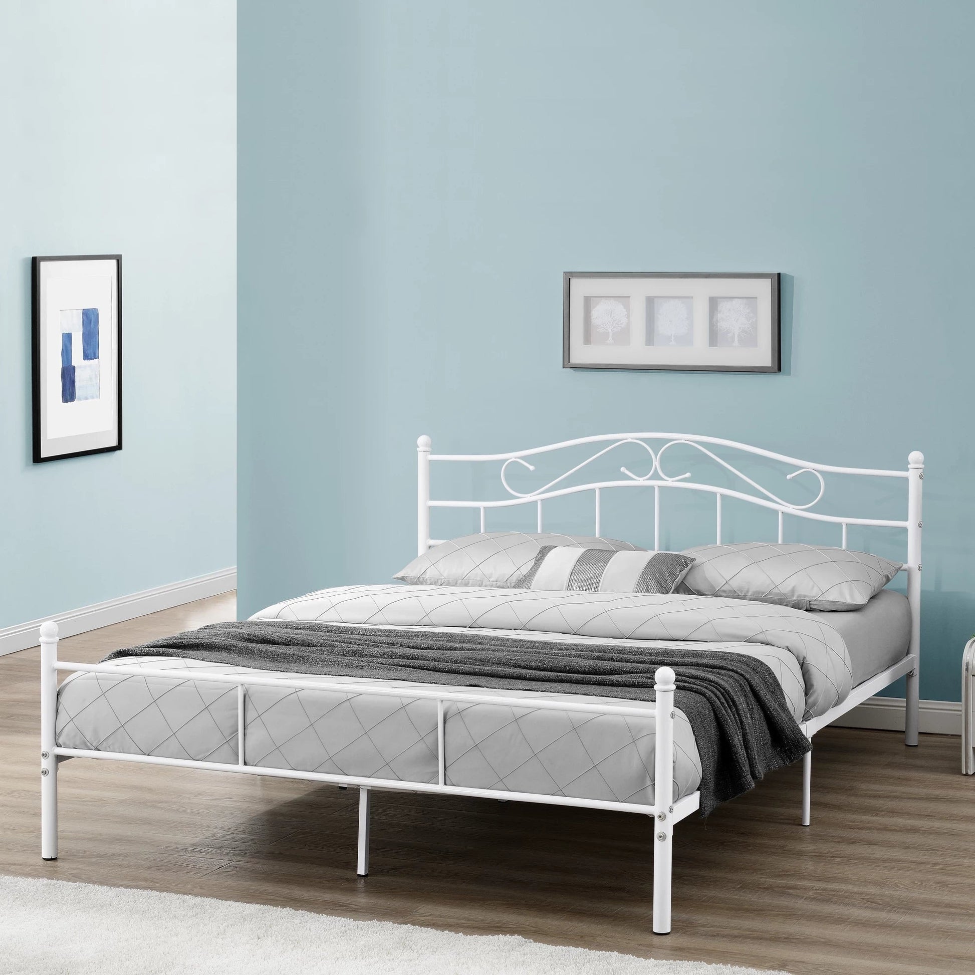 In And OutdoorMatch Metalen bed Mazie - incl. Bedbodem - 160x200 - Wit - Modern design Bedframe