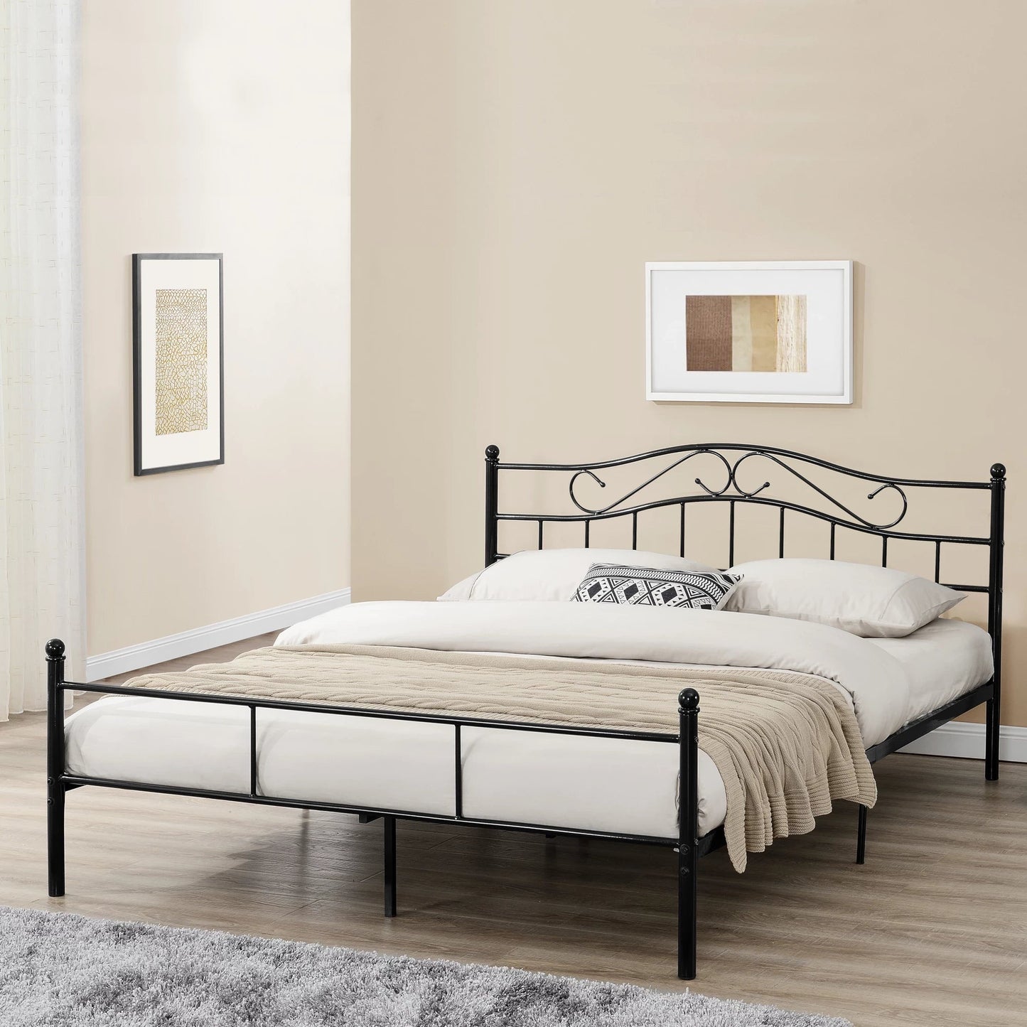 In And OutdoorMatch Metalen bed Robb - incl. Bedbodem - 180x200 - Zwart - Modern design Bedframe