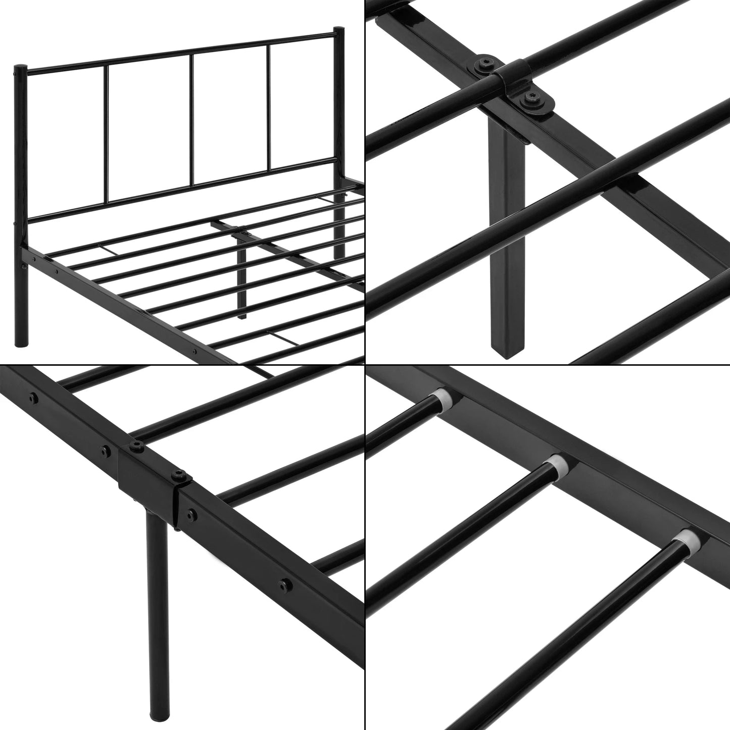 In And OutdoorMatch Metalen bedframe Berlie - incl. Bedbodem - 120x200cm - Zwart - Stalen frame gepoedercoat Eén persoon slapen