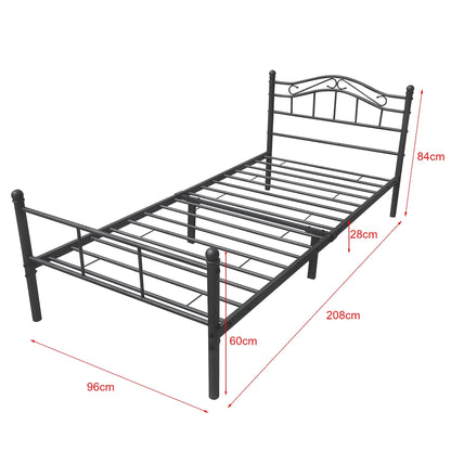 In And OutdoorMatch Metalen bedframe Berry - incl. Bedbodem - 90x200 cm - Zwart - Staal - Stijlvol design Bedframe