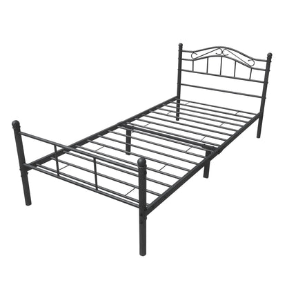 In And OutdoorMatch Metalen bedframe Berry - incl. Bedbodem - 90x200 cm - Zwart - Staal - Stijlvol design Bedframe