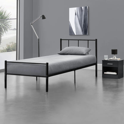 In And OutdoorMatch Metalen bedframe Heron - incl. Bedbodem - 90x200cm - Zwart - Stalen frame gepoedercoat Eén persoon slapen