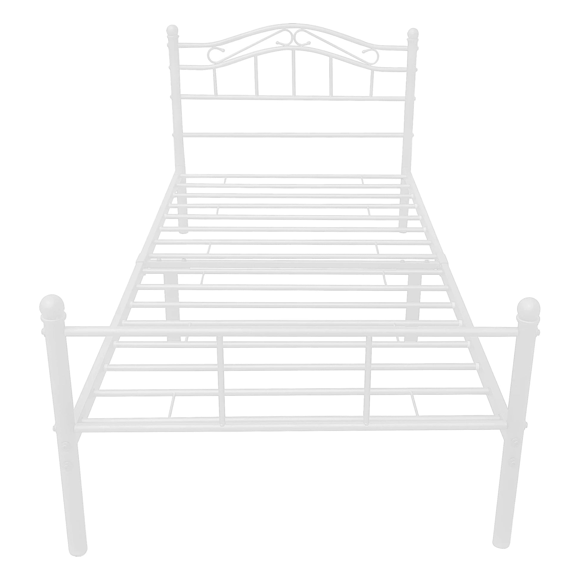 In And OutdoorMatch Metalen bedframe Justina - incl. bedframe Bedbodem - 90x200 cm - Wit - Staal - Stijlvol design Bedframe