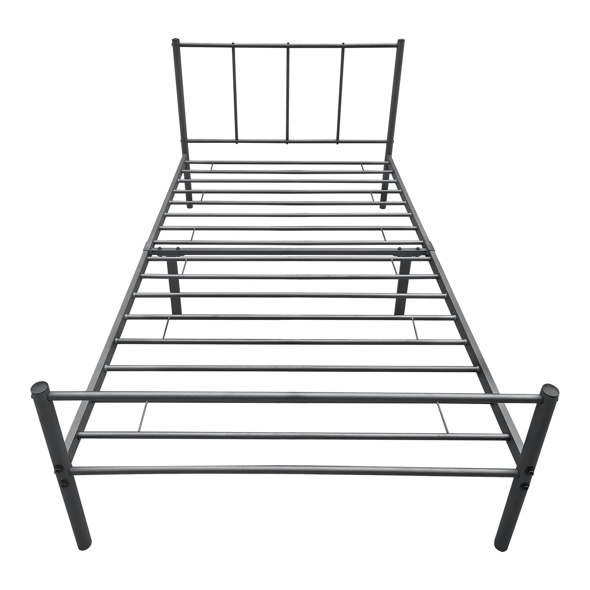 In And OutdoorMatch Metalen bedframe Maura - incl. Bedbodem - 90x200 cm - Donkergrijs - Stalen frame gepoedercoat - Eén persoon slapen