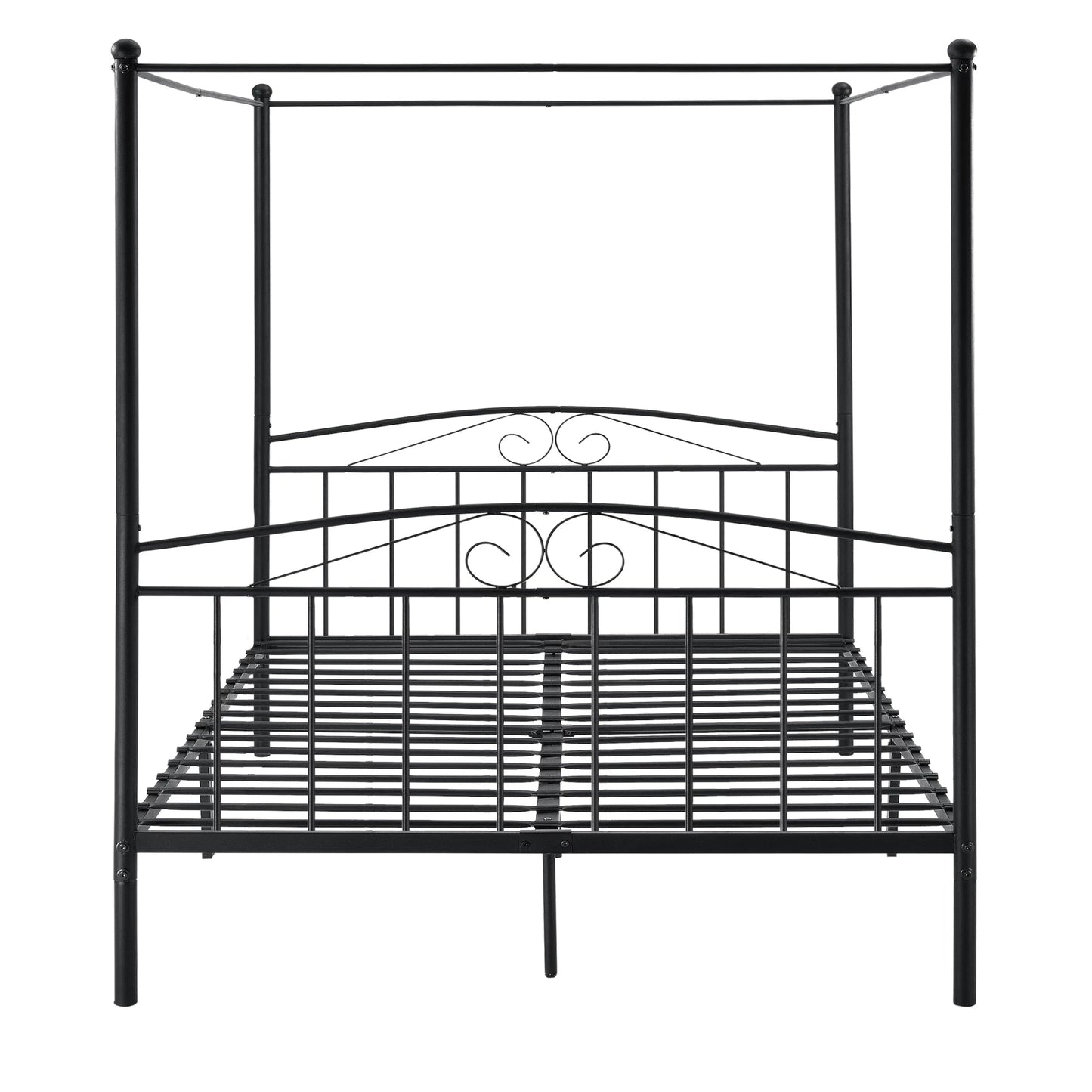 In And OutdoorMatch Metalen hemelbed Jetty - Zwart - Met bedbodem - 180x200 cm - Modern design bed twee personen