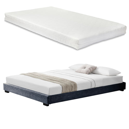 In And OutdoorMatch Modern Bedframe Karson - Stof - Met matras - 180x200 - Donkergrijs - Klassiek design bed twee personen