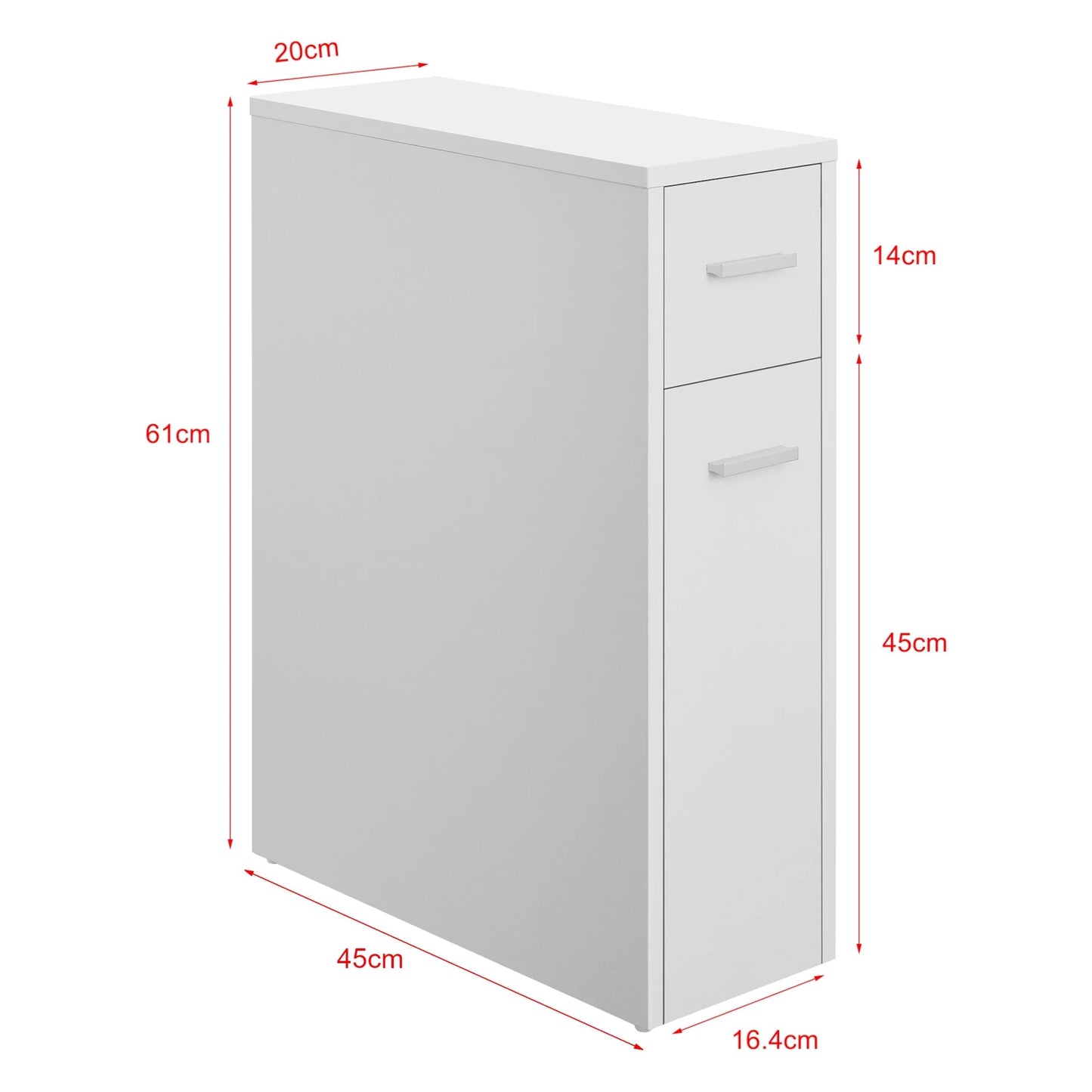 In And OutdoorMatch Niskast Elmore - Badkamermeubel - Op Wielen - 61x20x45 cm - Wit - Spaanplaat - Modern Design Badkamerkast