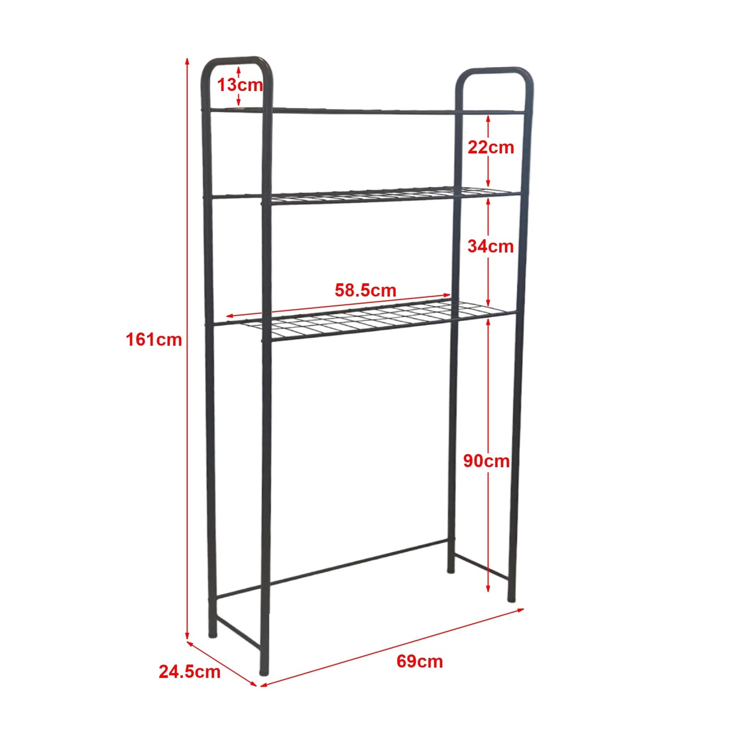 In And OutdoorMatch Ombouwkast Dongo - Wasmachineopberger - Toiletopberger - 161x69x245 cm - Zwart Badkamerkast