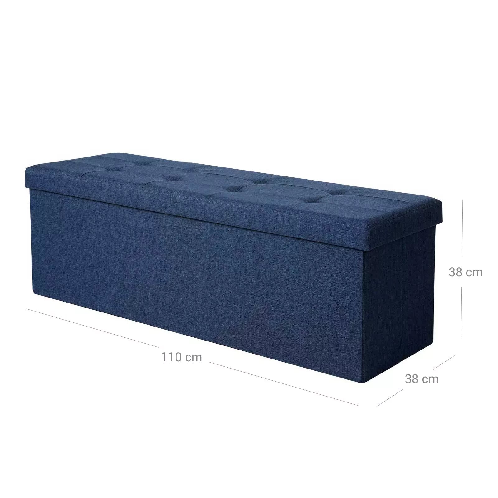 In And OutdoorMatch Opbergbank Meredith - Bank met opslagruimte - Met deksel - Bedkist - Blauw - 38x110x38cm Opslagruimte