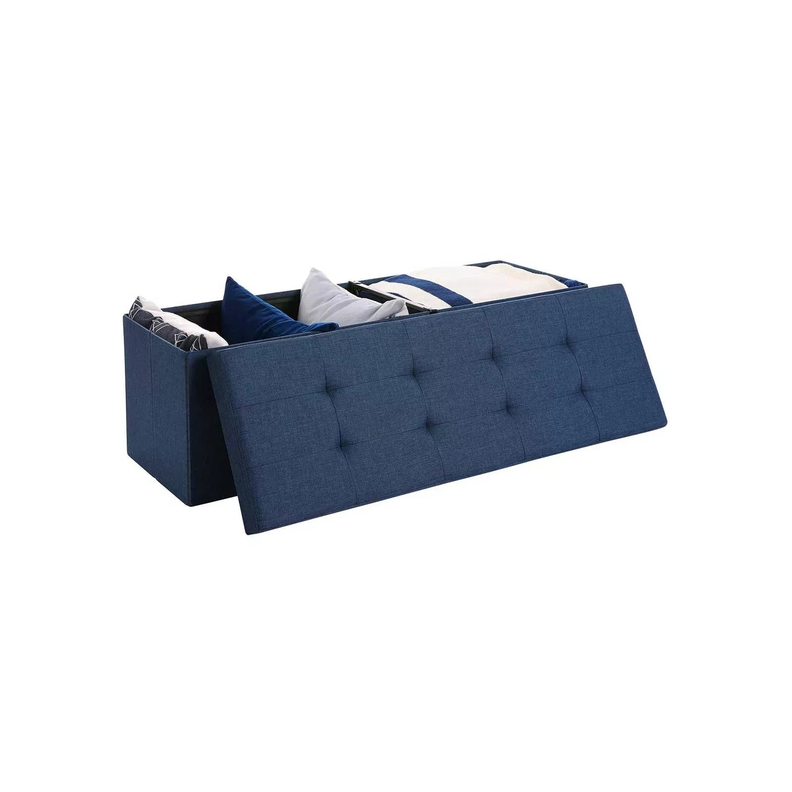 In And OutdoorMatch Opbergbank Meredith - Bank met opslagruimte - Met deksel - Bedkist - Blauw - 38x110x38cm Opslagruimte