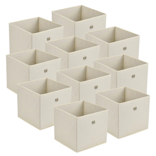 In And OutdoorMatch Opbergmanden Noble - 28x30x30 cm - Opvouwbaar - Set van 10 - Beige - Modern Design Opslagruimte