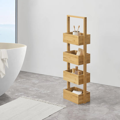 In And OutdoorMatch Opbergrek Delaney - Staand rek - Met 4 manden - Bamboe - Minimalistisch design storage rack