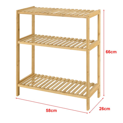 In And OutdoorMatch Opbergrek Harold - Staand rek - Met 3 bamboe planken - Klassiek ontwerp storage rack