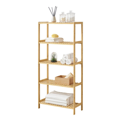 In And OutdoorMatch Opbergrek Jeffrey - Staand rek - Met 5 Bamboe Planken - Klassiek Design storage rack