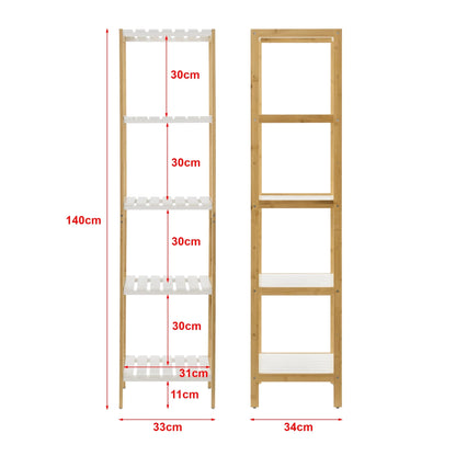 In And OutdoorMatch Opbergrek Ryan - Staand rek - Met 5 planken - Bamboe - Minimalistisch design storage rack