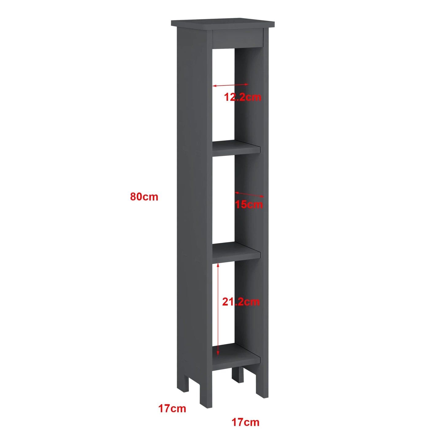 In And OutdoorMatch Open Kast Jorge - Met 3 Vakken - HKC - Kolomkast - 80x17x17cm - Donkergrijs Kast