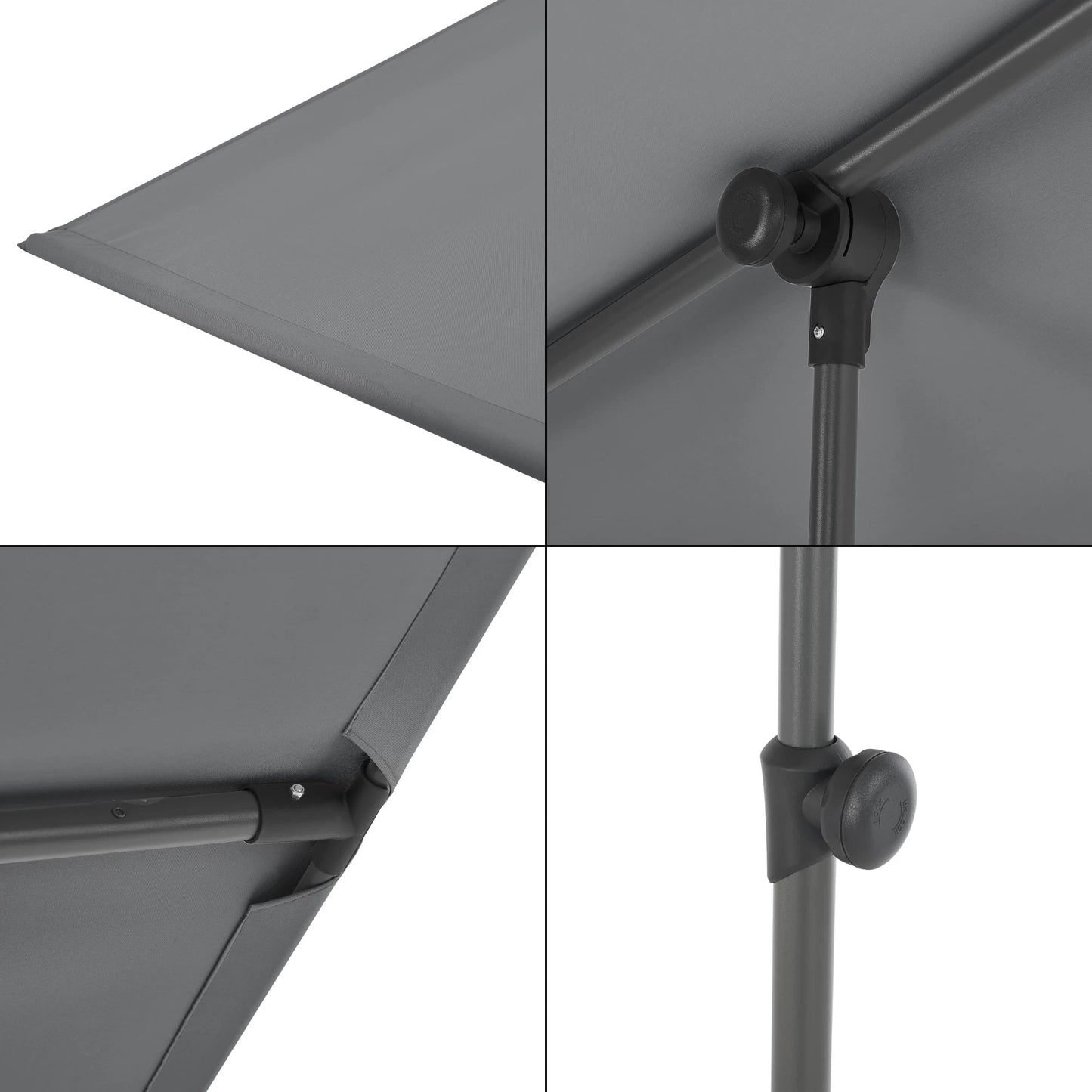 In And OutdoorMatch Parasol 360° Abigail - 120-200x180x130 cm - Grijs - UV Bescherming Sunshade