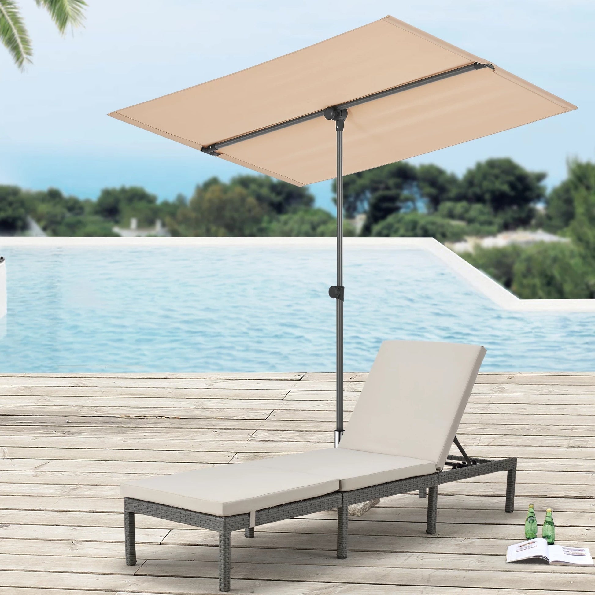 In And OutdoorMatch Parasol 360° Sherman - 120-200x180x130 cm - Zandkleurig - Aluminium en Stof - UV Bescherming Sunshade