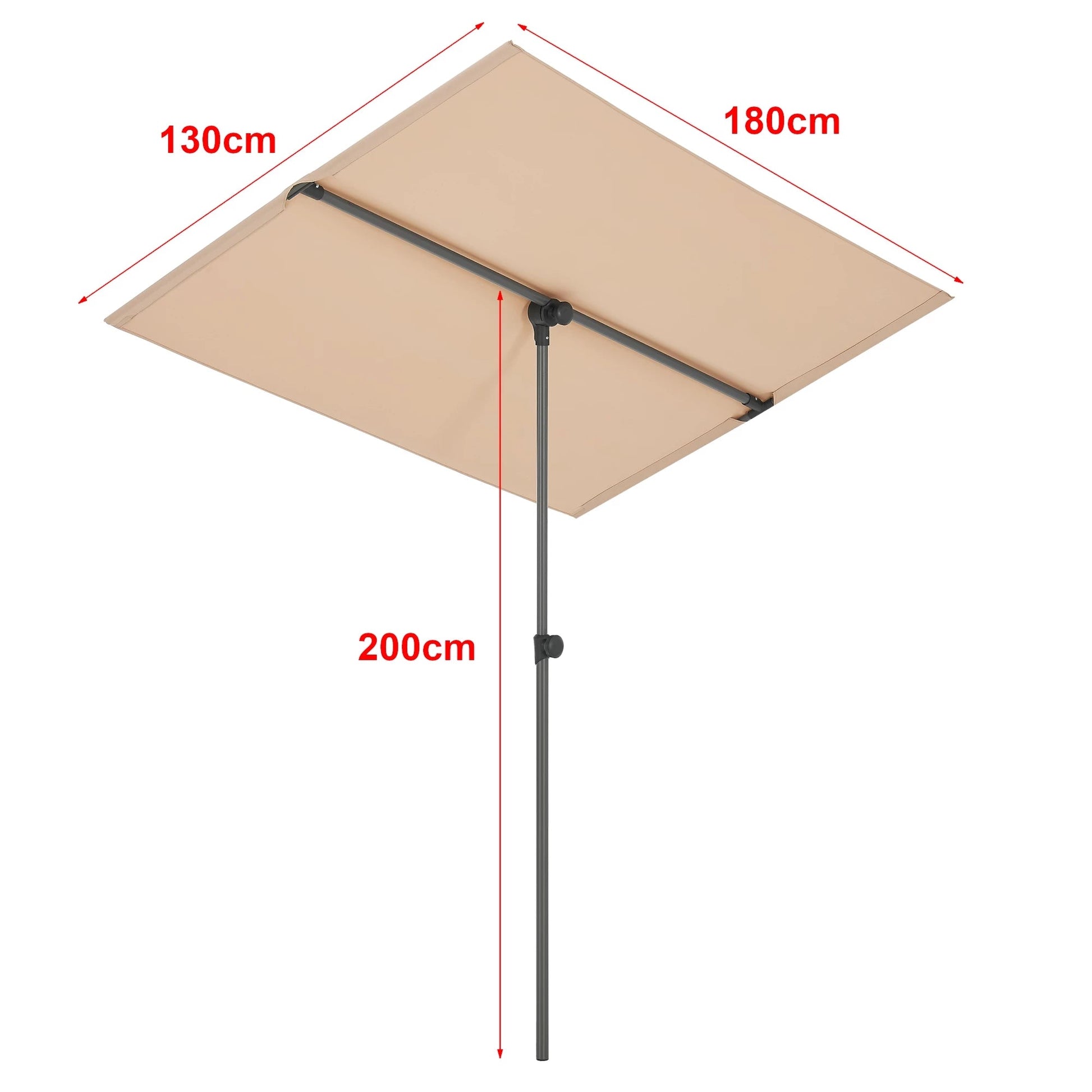 In And OutdoorMatch Parasol 360° Sherman - 120-200x180x130 cm - Zandkleurig - Aluminium en Stof - UV Bescherming Sunshade