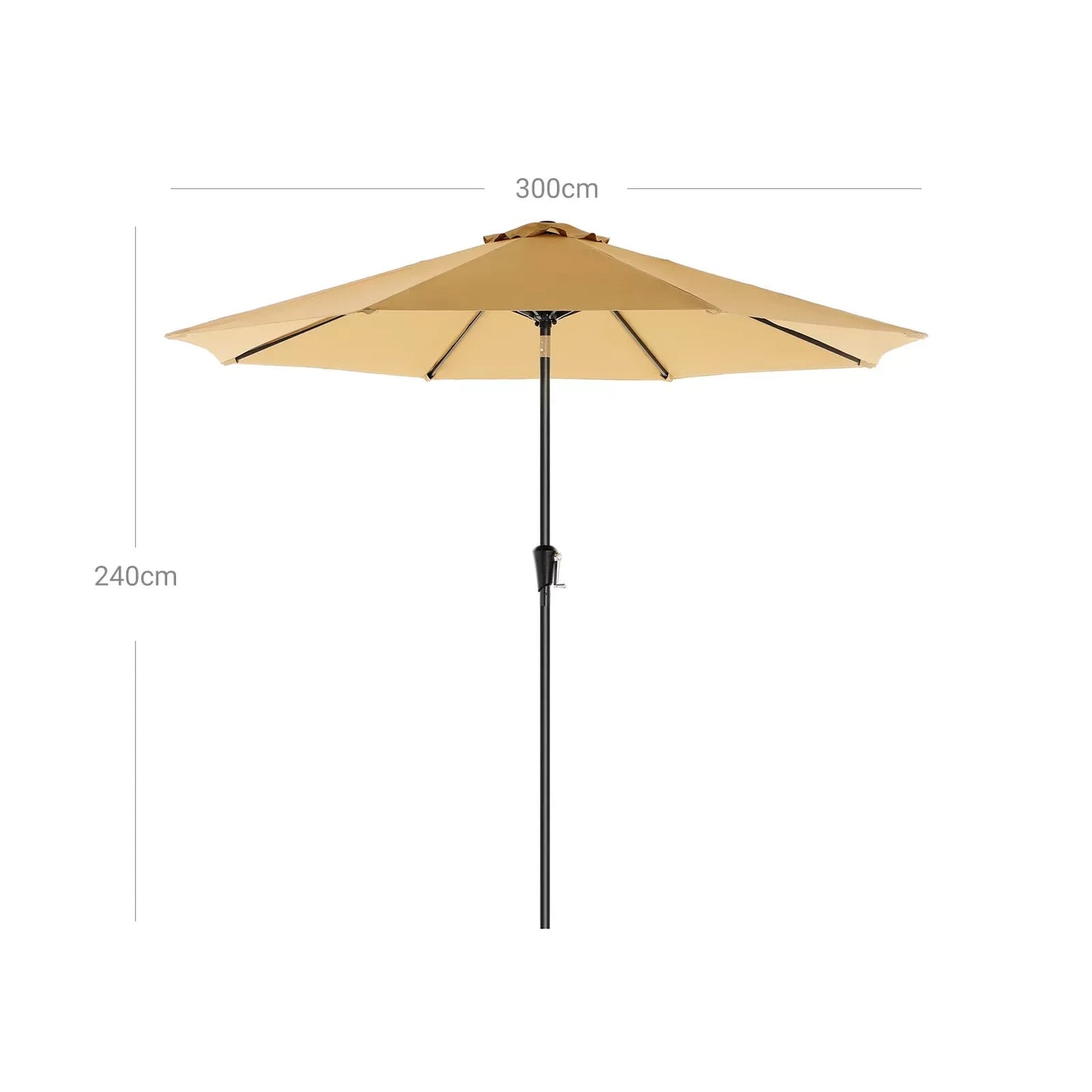 In And OutdoorMatch Parasol Alene - 300cm - Kantelbaar - Camping - Rond - Staand - UPF 50 - Terras, tuin of strand Sunshade