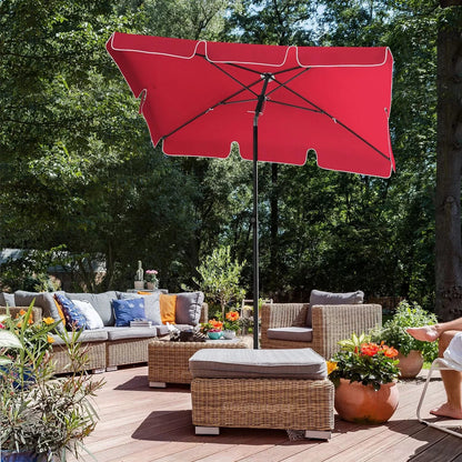 In And OutdoorMatch Parasol Celia - Rechthoekige Tuinparasol -200x125 cm - UV-bescherming tot UPF 50+ - Opvouwbaar - Met PA-coating - Tuin - Terras - Zonder standaard - Bordeaux Sunshade