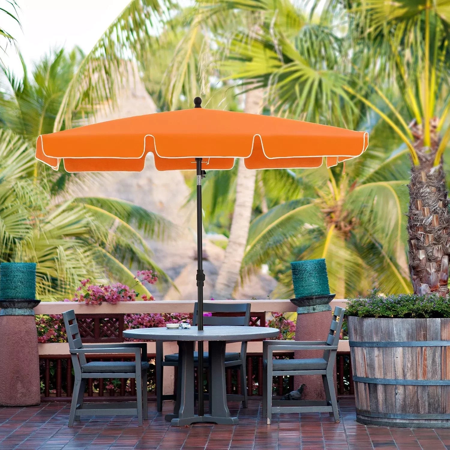 In And OutdoorMatch Parasol Earnestine - Rechthoekige Tuinparasol -200x125 cm - UV bescherming tot UPF 50+ - Opvouwbaar - Met PA coating - Tuin - Terras - Zonder standaard - Oranje Sunshade