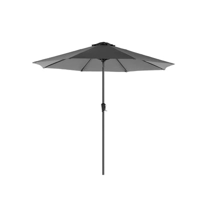 In And OutdoorMatch Parasol Edna - 300cm - Kantelbaar - Camping - Rond - Staand - Grijs - UPF 50 - Terras, balkon, tuin of strand Sunshade