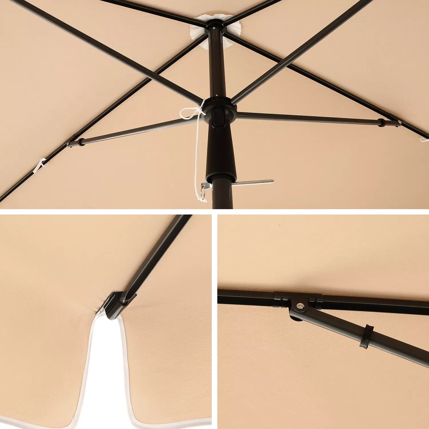 In And OutdoorMatch Parasol Garett - Rechthoekige Tuinparasol -200x125 cm - UV bescherming tot UPF 50+ - Opvouwbaar - Met PA coating - Tuin - Terras - Zonder standaard - Beige Sunshade