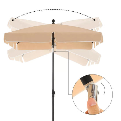 In And OutdoorMatch Parasol Garett - Rechthoekige Tuinparasol -200x125 cm - UV bescherming tot UPF 50+ - Opvouwbaar - Met PA coating - Tuin - Terras - Zonder standaard - Beige Sunshade