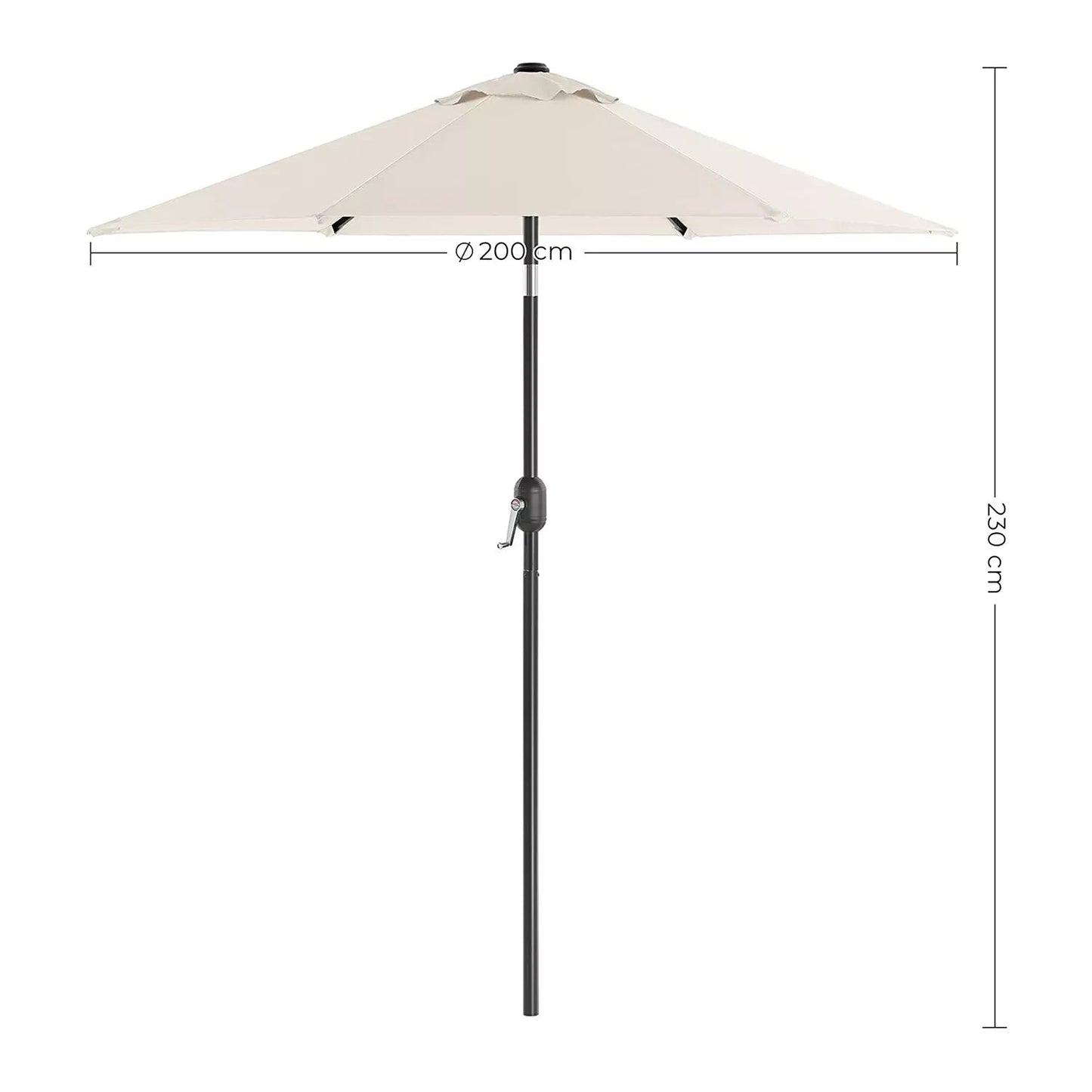 In And OutdoorMatch Parasol Hallie - 270 cm - Tuinparasol - Market Parasol - UV-bescherming tot UPF 50+ - Terrasparasol - Zonwering - Knikarm - Met zwengel - Zonder standaard - Wit Sunshade