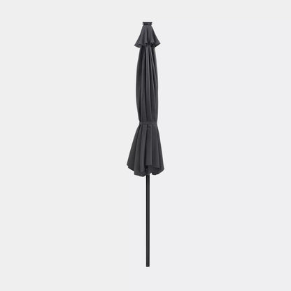 In And OutdoorMatch Parasol Justus - met LED Solar Verlichting - Tuinparasol - 270 cm - UV bescherming tot UPF 50+ - Opvouwbaar - Met Zwengel voor Openen en Sluiten - Zonder Standaard - Zwart Sunshade