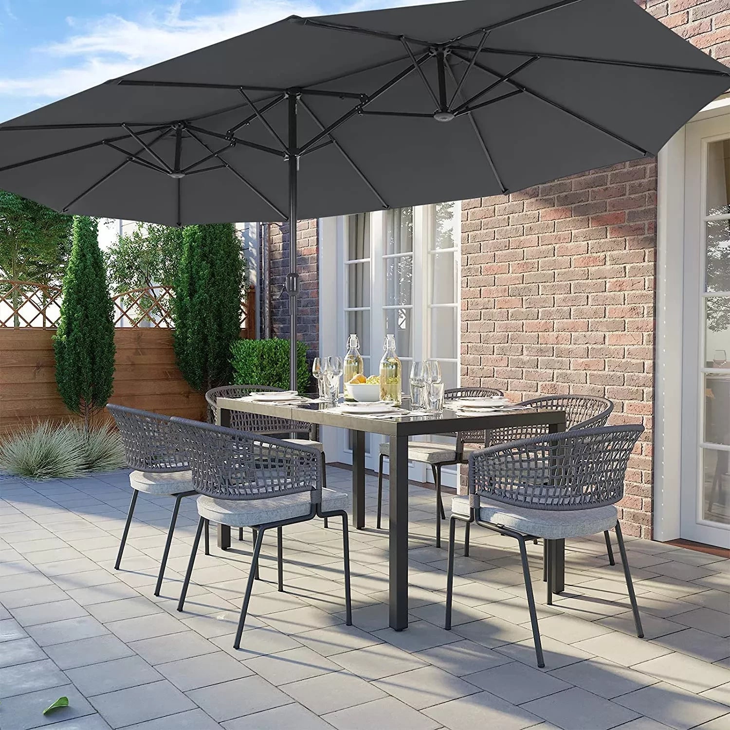 In And OutdoorMatch Parasol Natasha - Langwerpig - Dubbele parasol - Terras of tuin - 210x180cm Sunshade