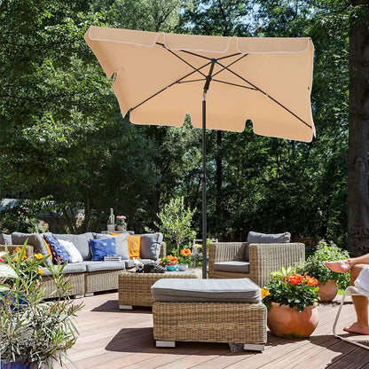 In And OutdoorMatch Parasol Rahsaan - Langwerpig - Kantelbaar - Staand - Beige - Terras of tuin - 180x125cm Parasol