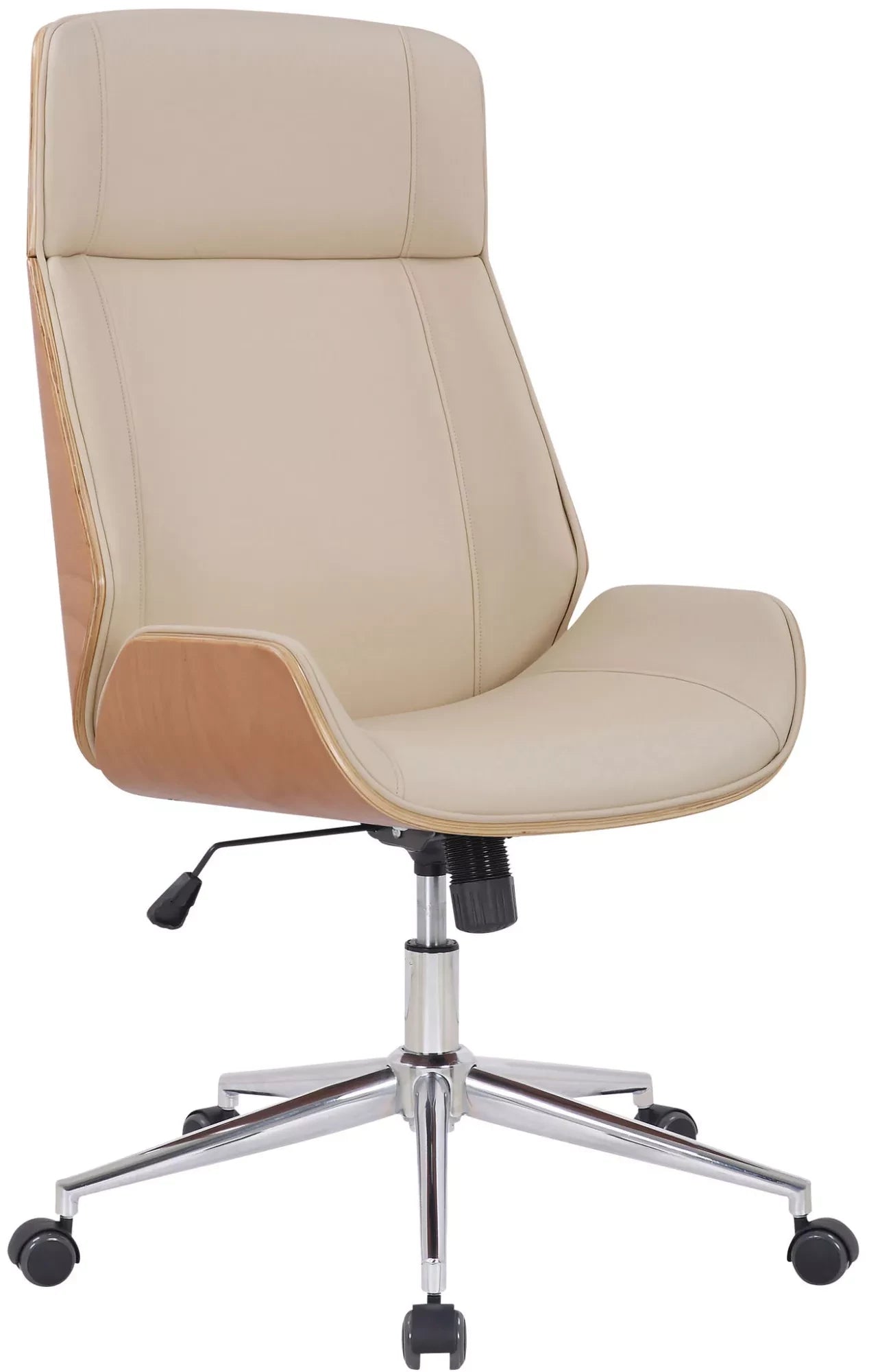 In And OutdoorMatch Premium bureaustoel Cecilia - Creme kunstleer - Hoogte verstelbaar 44 - 52 cm - Ergonomisch - Luxe Bureaustoel