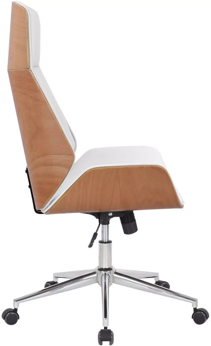 In And OutdoorMatch Premium bureaustoel Johnnie - Wit imitatieleer - Hoogte verstelbaar 44 - 52 cm - Ergonomisch - Luxe Bureaustoel