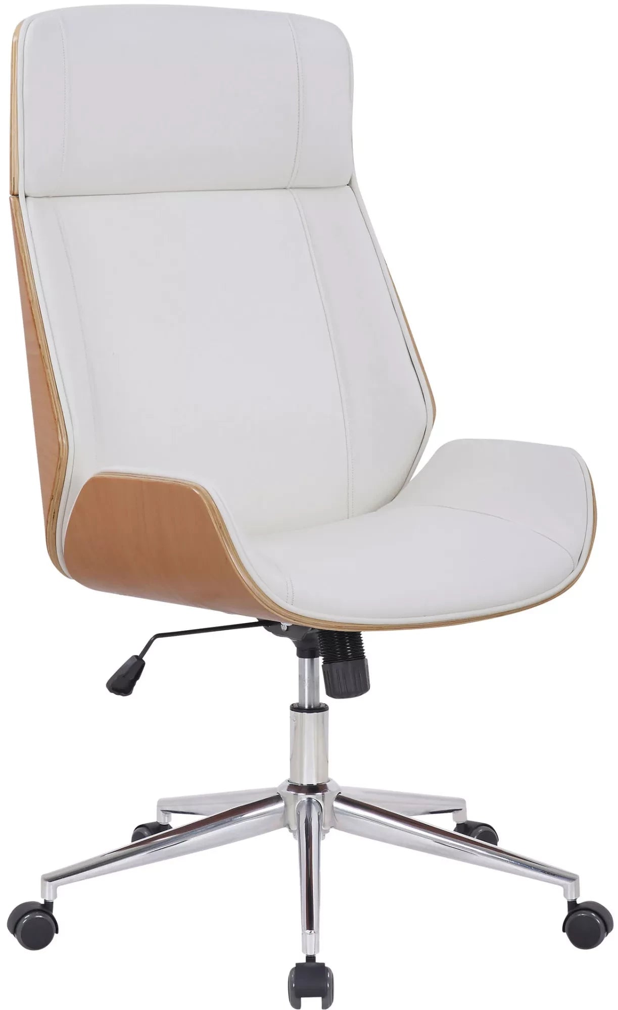 In And OutdoorMatch Premium bureaustoel Johnnie - Wit imitatieleer - Hoogte verstelbaar 44 - 52 cm - Ergonomisch - Luxe Bureaustoel