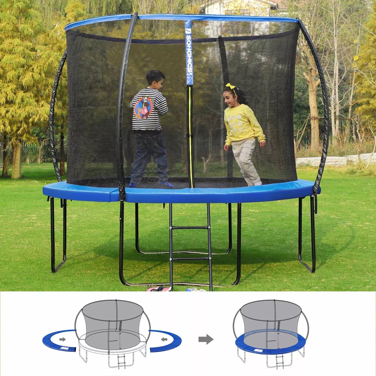 In And OutdoorMatch Randafdekking Dexter - Veerafdekking - Randbescherming - Veiligheidsmat - UV-bestendig - Scheurbestendig - Trampoline-accessoires - Standaardformaat - Blauw Trampoline rand