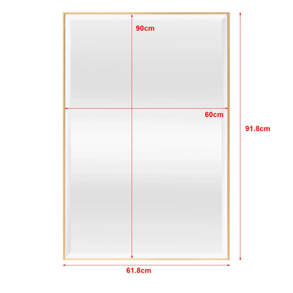 In And OutdoorMatch Rechthoekige Spiegel Nila - Hangspiegel - 91,8x61,8cm - Goudkleurig - Snel te monteren - Luxe uitstraling Muur spiegel