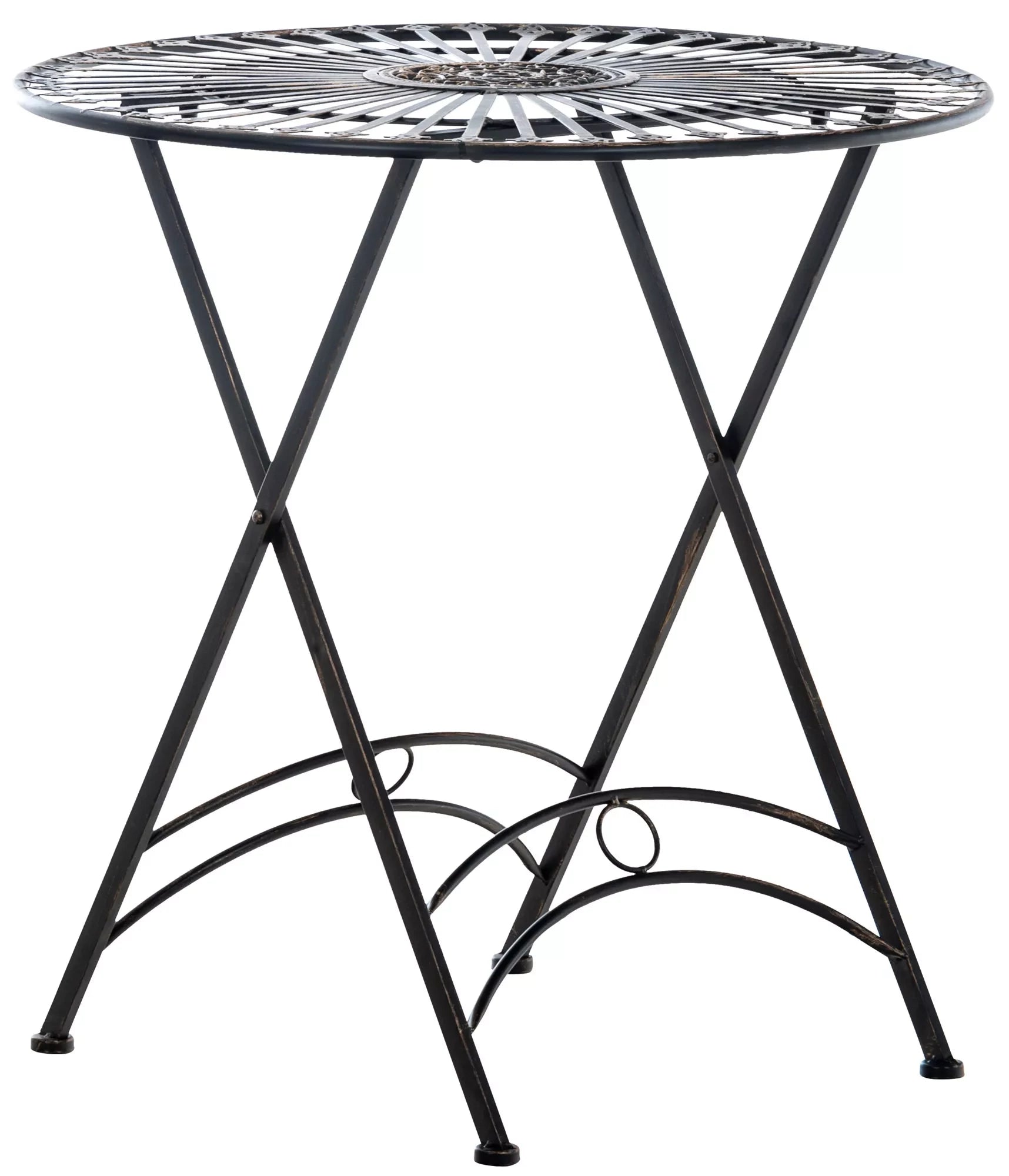 In And OutdoorMatch Ronde metalen tuintafel Robb - 4 personen - Weerbestendig - Zwart - 71x71x71cm Bijzetttafel