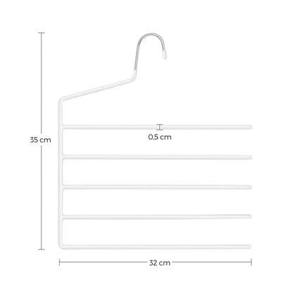 In And OutdoorMatch Ruimtebesparende broekhangers Demarcus - Set van 4 - Meerdere kleerhangers - Open einde - Antislip - Voor elk 5 paar broeken - Voor jeans - Handdoeken - Sjaals - Wit kledinghanger