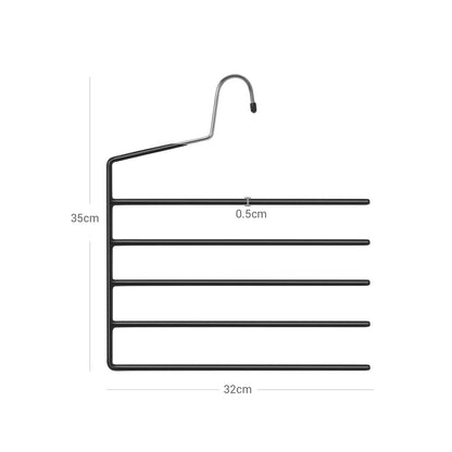 In And OutdoorMatch Ruimtebesparende broekhangers Saul - Set van 4 - Meerdere kleerhangers - Open einde - Antislip - Voor elk 5 paar broeken - Voor jeans - Handdoeken - Sjaals - Zwart kledinghanger