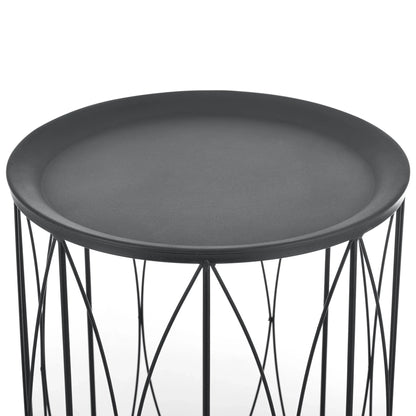 In And OutdoorMatch Salontafel Adella - Bijzettafel - Set van 2 - Rond - 50xØ34/55xØ40 cm - Zwart - Metaal - Modern Design Bijzetttafel