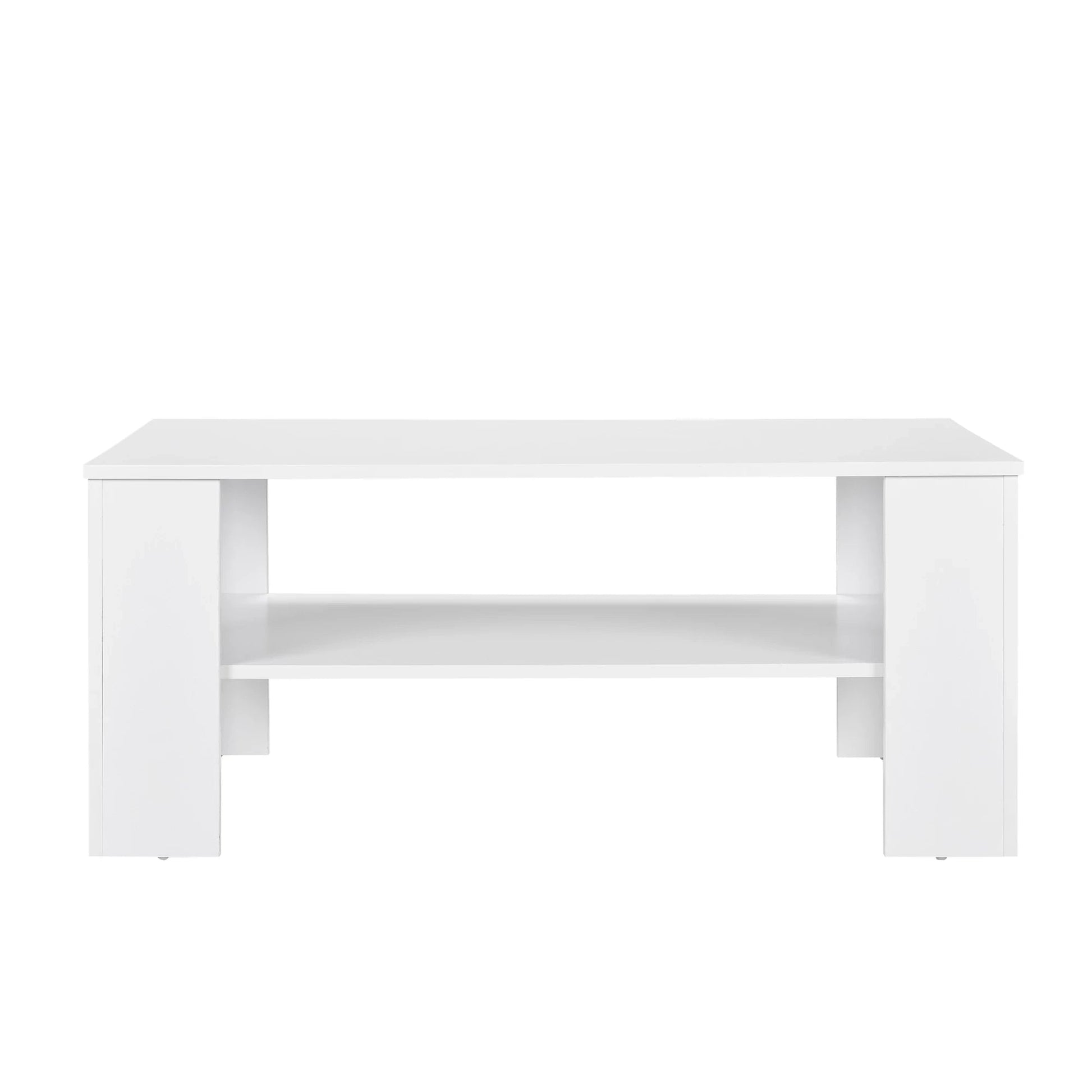 In And OutdoorMatch Salontafel Emery - Met Plank - MDF - 100x60x43 cm - Wit - Stijlvolle uitstraling Eettafel/ Eetkamertafel