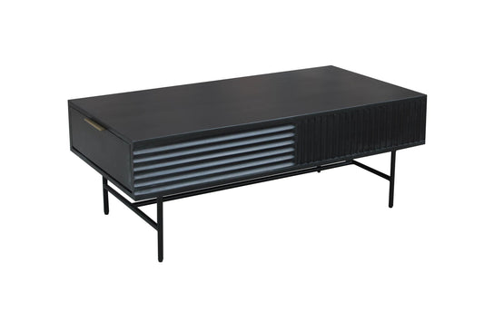 In And OutdoorMatch Salontafel Genua - Mangohout - Stijlvol design - 120x60x45cm - Rechthoek - Zwart Koffietafel