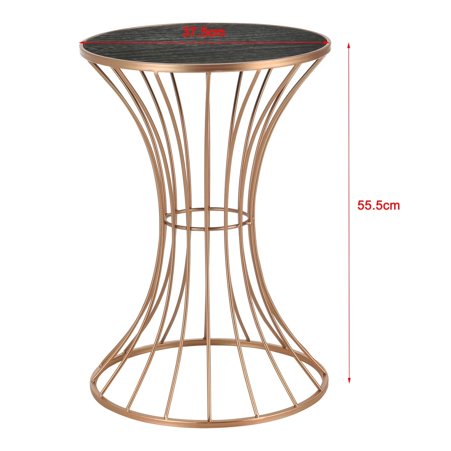 In And OutdoorMatch Salontafel Herminia - Zandloper Rond - 55,5xØ37,5 cm - Metaal - Koperkleurig - Modern Design Bijzetttafel