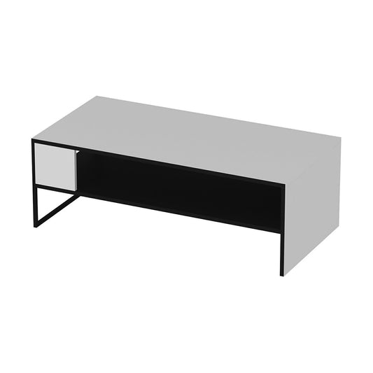 In And OutdoorMatch Salontafel Ian - 42x120x60 cm - Wit en Zwart - Spaanplaat en Metaal - Stijlvol Design Bijzetttafel