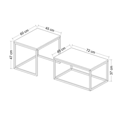 In And OutdoorMatch Salontafel Kallie - Set van 2 - Zwart Mat - Spaanplaat en Metaal - Stijlvol Design Bijzetttafel