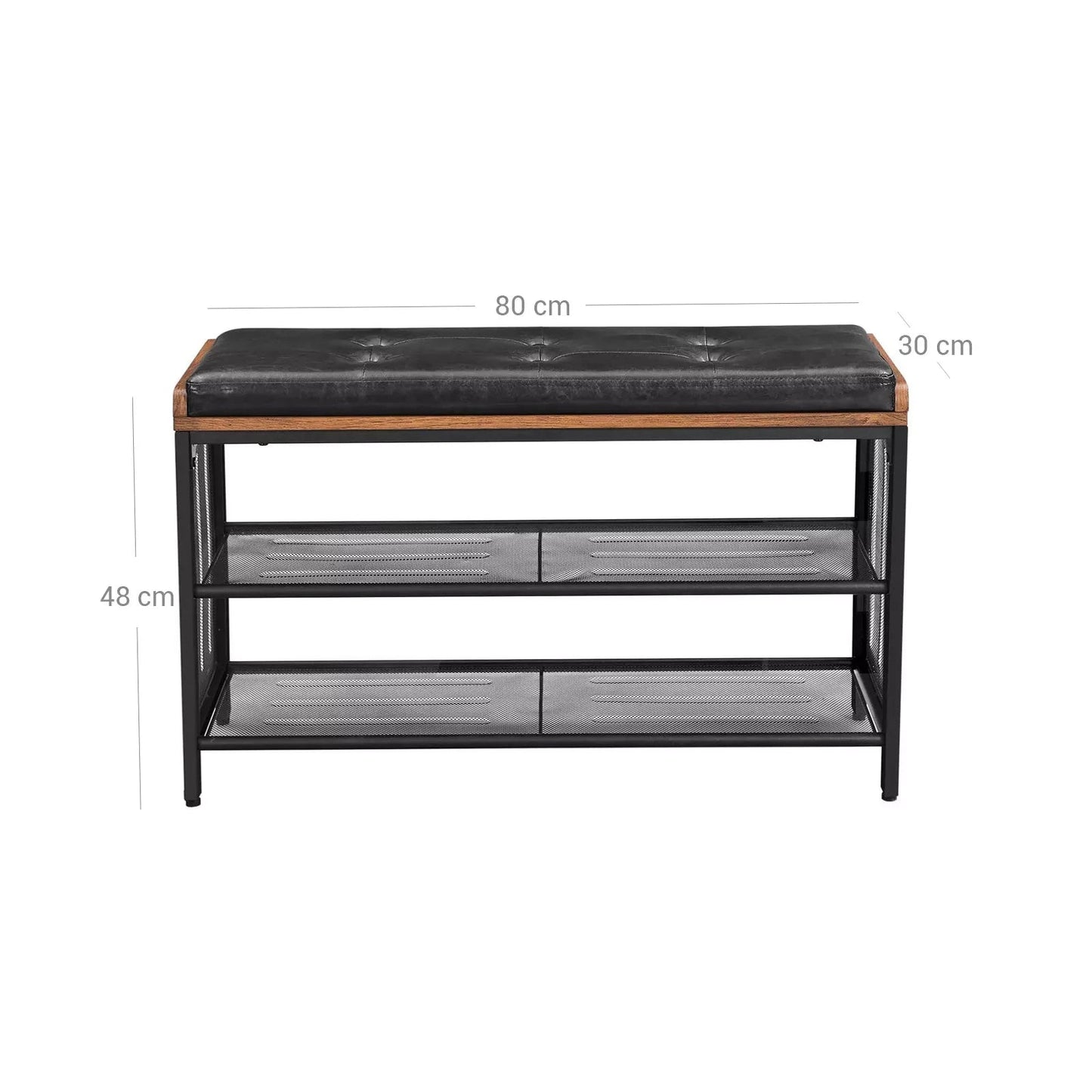 In And OutdoorMatch Schoenenbank Industrieel Yannick - Opbergruimte - Halbank - 80x30x48cm shoe bench